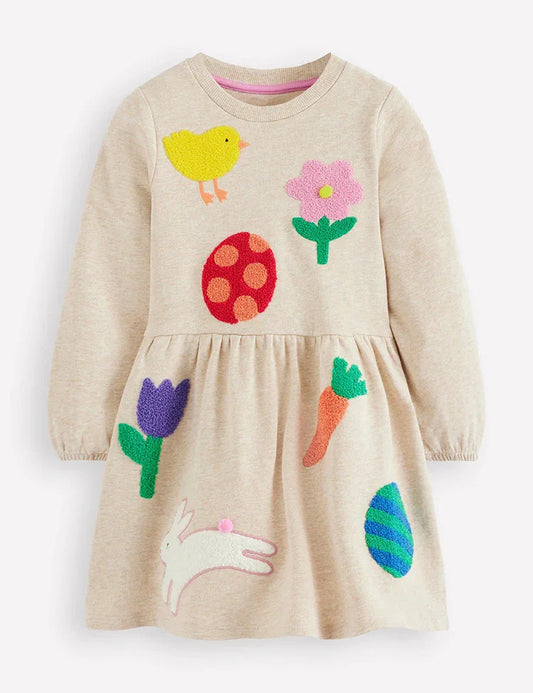 Boucle Appliqué Sweat Dress