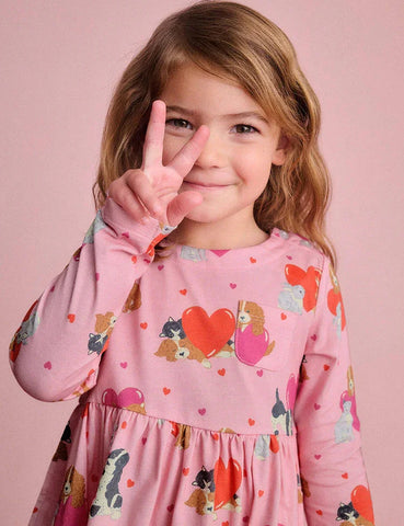 Langärmeliges Fun-Jersey-Kleid