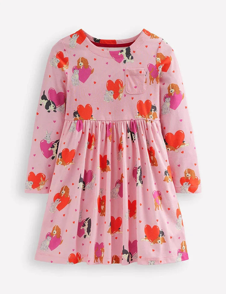Langärmeliges Fun-Jersey-Kleid