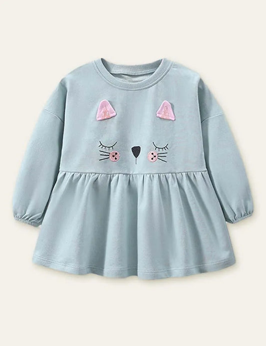 Kitten Embroidery Sweatshirt + Animal Printed Leggings - Mini Taylor