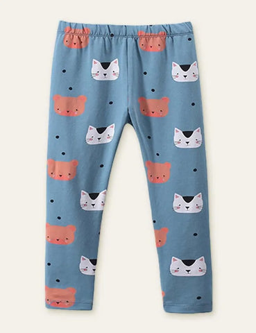 Kitten Embroidery Sweatshirt + Animal Printed Leggings - Mini Taylor
