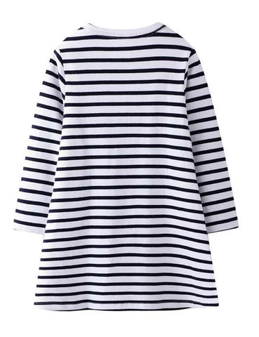 Ladybug Appliqué Striped Long-Sleeved Dress - Mini Taylor