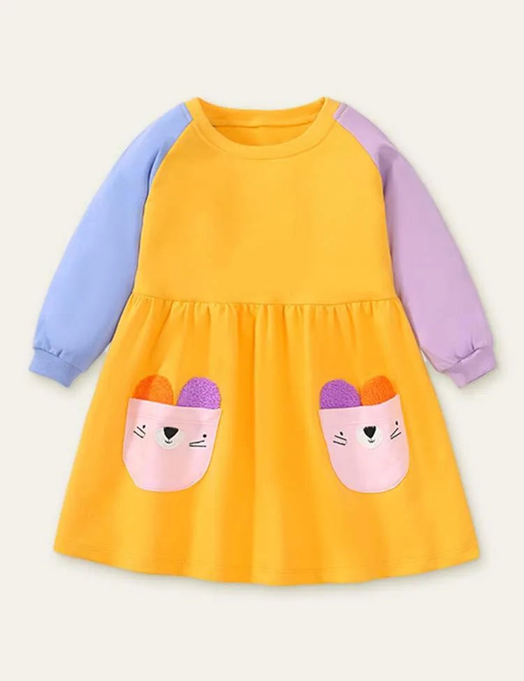 Little Bear Pocket Long Sleeve Dress - Mini Taylor