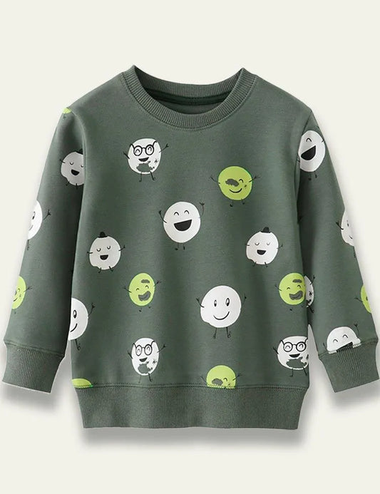 Little Cartoon Man Cotton Sweatshirt - Mini Taylor