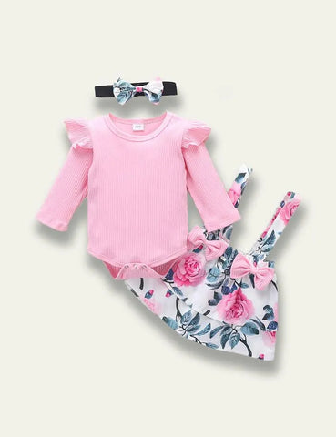 Long Sleeve Romper+Plant Fox Printed Bow Strap Dress - Mini Taylor