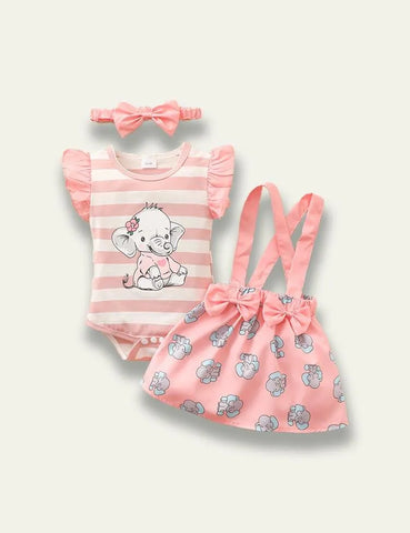 Long Sleeve Romper+Plant Fox Printed Bow Strap Dress - Mini Taylor