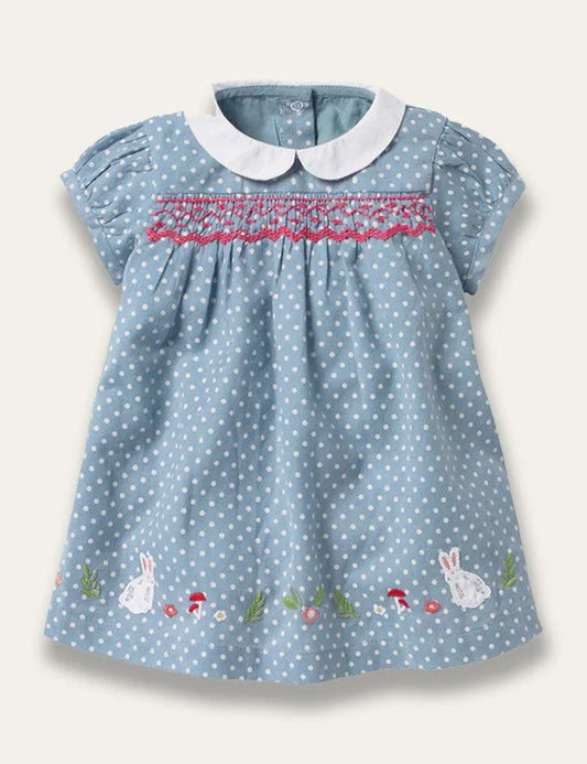 Lovely Polka Dot Bunny Appliqué Dress - Mini Taylor