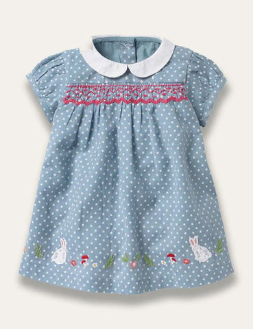 Lovely Polka Dot Bunny Appliqué Dress - Mini Taylor