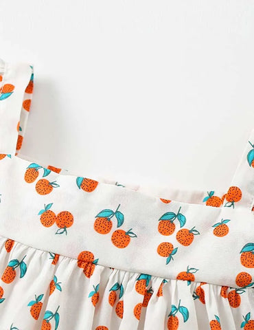 Orange Full Printed Sleeveless Dress - Mini Taylor