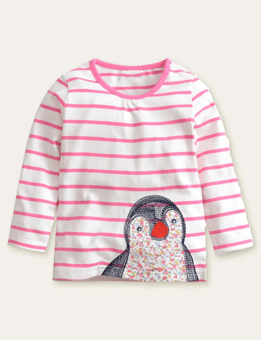 Penguin Embroidered Long Sleeve T-shirt - Mini Taylor