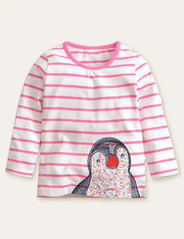 Penguin Embroidered Long Sleeve T-shirt - Mini Taylor