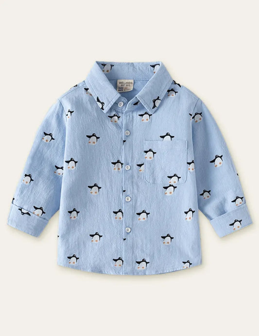 Penguin Printed Long Sleeve Shirt - Mini Taylor
