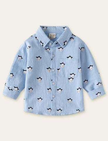 Penguin Printed Long Sleeve Shirt - Mini Taylor