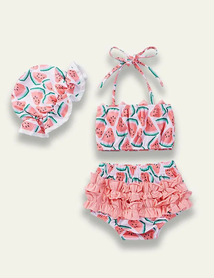 Pink Watermelon Bow Neck Tie Up Swimsuit - Mini Taylor