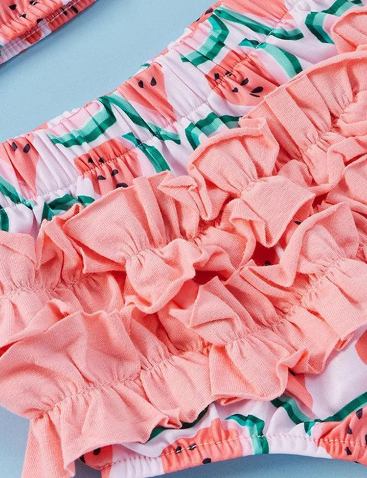 Pink Watermelon Bow Neck Tie Up Swimsuit - Mini Taylor
