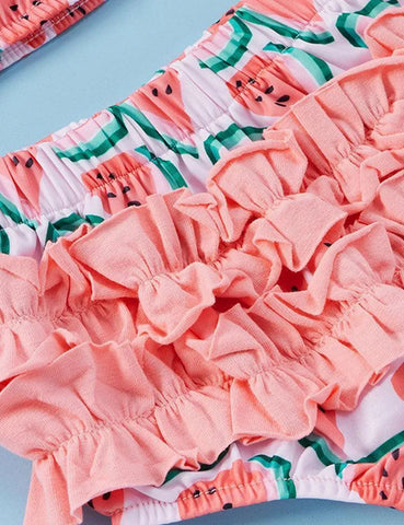 Pink Watermelon Bow Neck Tie Up Swimsuit - Mini Taylor