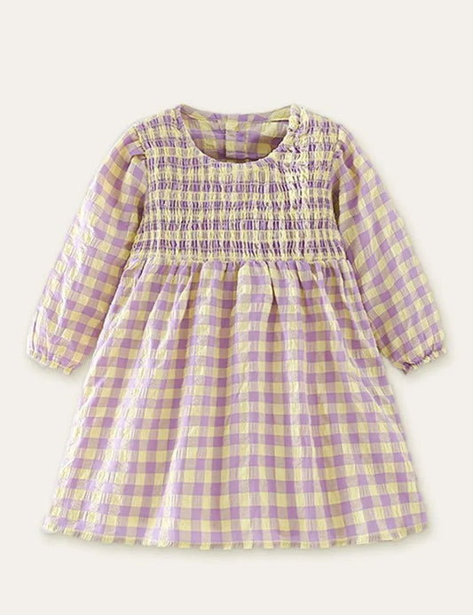 Plaid Printed Long Sleeve Dress - Mini Taylor