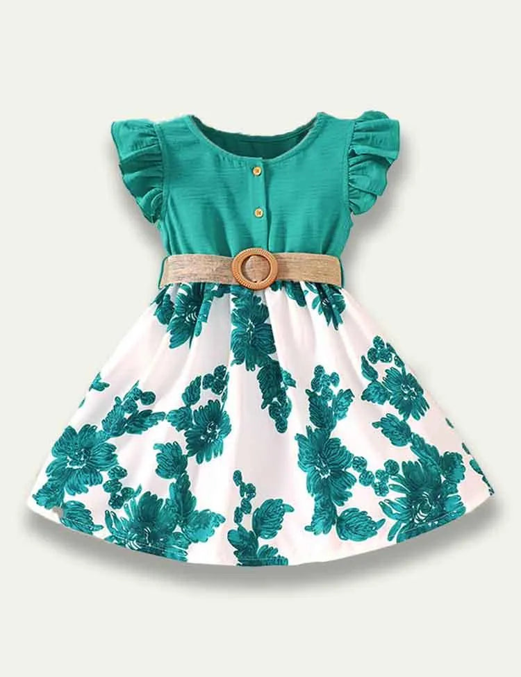 Pleated Sleeveless Flower Printed Dress - Mini Taylor