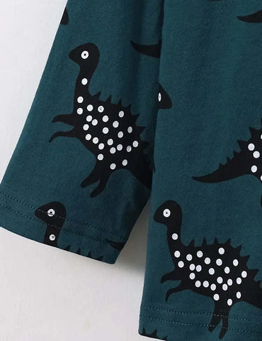 Polka Dot Dinosaur Printed Long-Sleeved T-shirt - Mini Taylor
