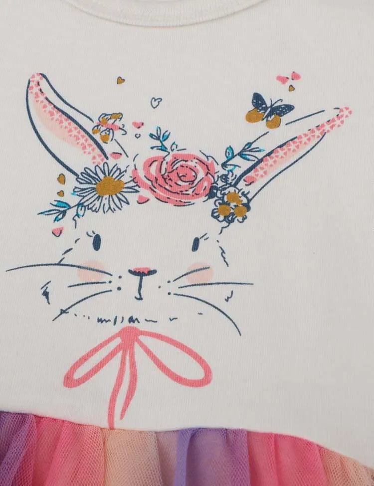 Rabbit Print Short Sleeve Dress - Mini Taylor