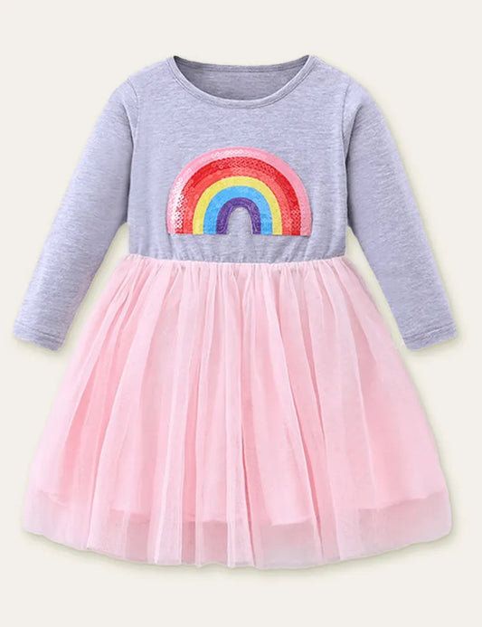 Rainbow Appliqué Tulle Dress - Mini Taylor