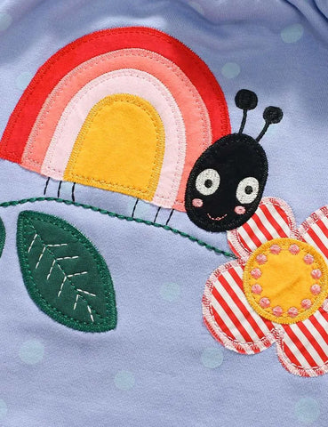 Rainbow Flower Appliqué Polka Dot Dress - Mini Taylor