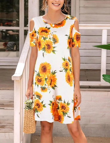 Round Neckline Off-the-shoulder Family Matching Dress - Mini Taylor