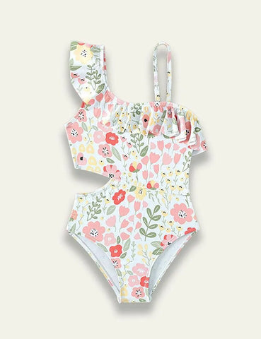 Ruffle Edge Emerald Flower One Piece Swimsuit - Mini Taylor