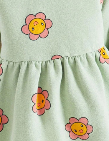 Smiling Flower Printed Long Sleeve Dress - Mini Taylor