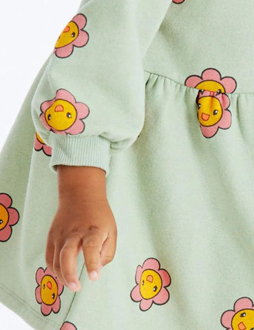 Smiling Flower Printed Long Sleeve Dress - Mini Taylor