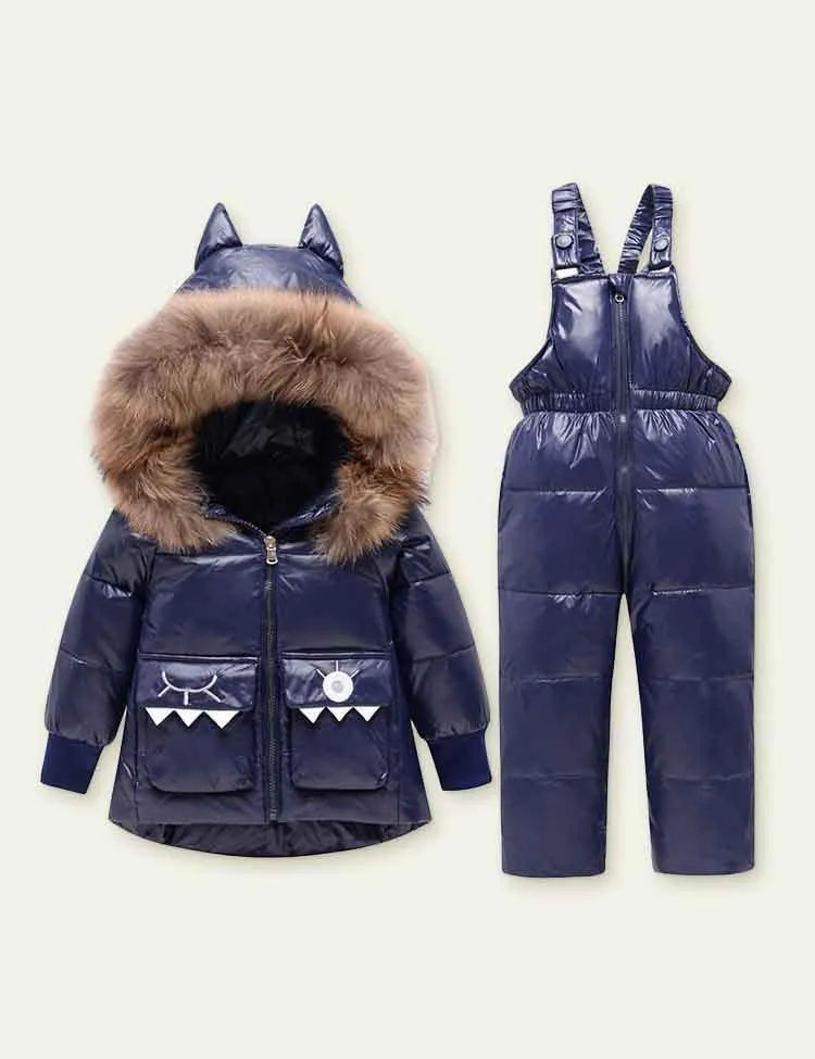 Solid Color Glossy down Jacket Suit - Mini Taylor