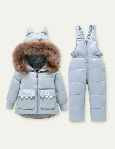 Solid Color Glossy down Jacket Suit - Mini Taylor