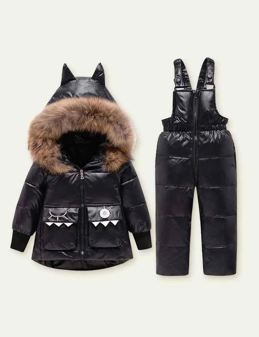 Solid Color Glossy down Jacket Suit - Mini Taylor