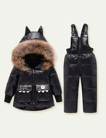 Solid Color Glossy down Jacket Suit - Mini Taylor
