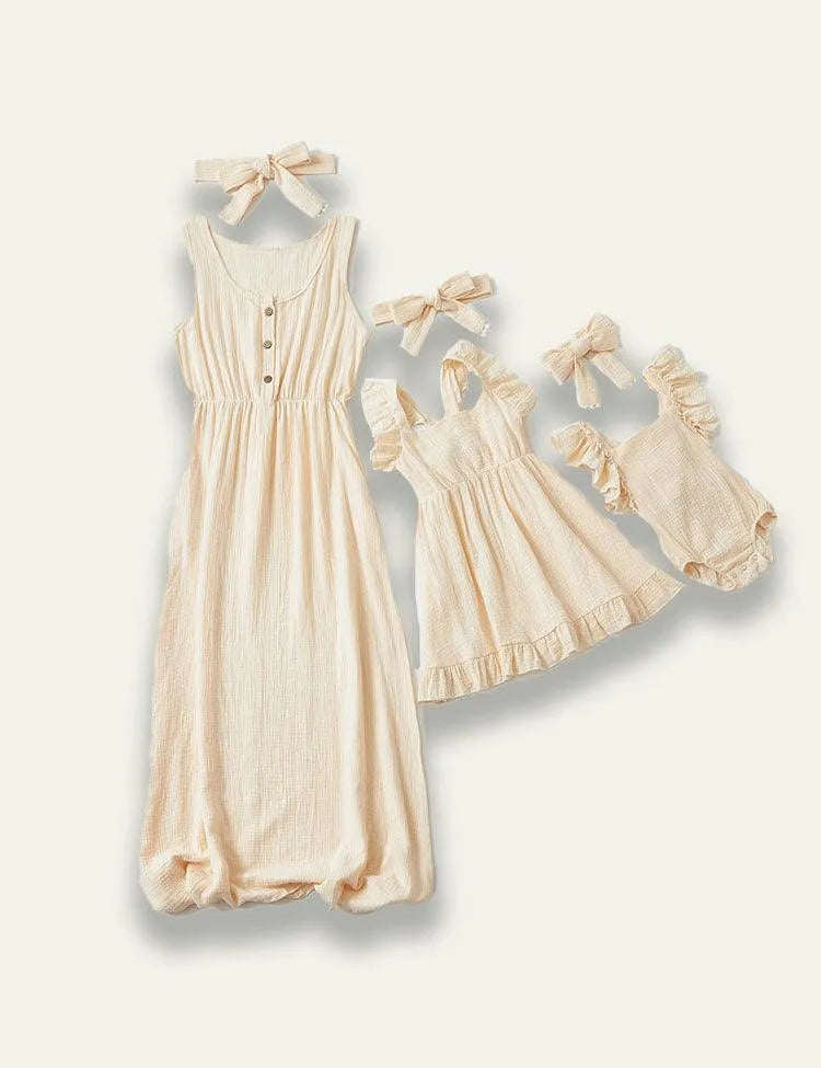 Solid Color Ruffle Family Matching Dress - Mini Taylor