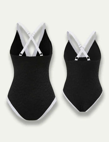 Solid Color White Border Family Matching Swim Suit - Mini Taylor