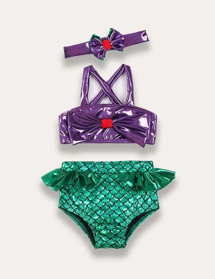 Split Swimsuit with Golden Scales and Flounces - Mini Taylor