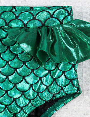 Split Swimsuit with Golden Scales and Flounces - Mini Taylor