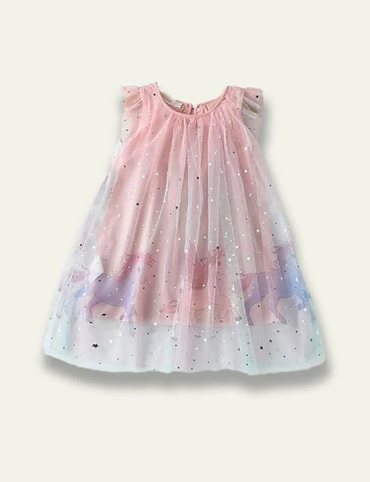 Starry Unicorn Printed Tulle Princess Party Dress - Mini Taylor
