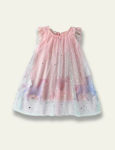 Starry Unicorn Printed Tulle Princess Party Dress - Mini Taylor