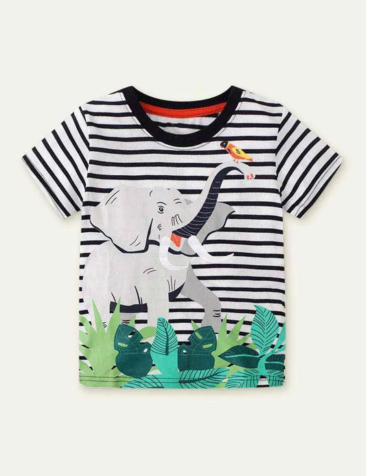 Striped Elephant T-shirt - Mini Taylor