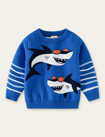 Sunglasses Shark Cartoon Sweater - Mini Taylor
