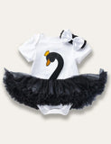Swan Appliqué Romper Dress - Mini Taylor