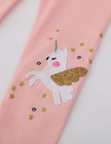 Unicorn Appliqué Embroidered Leggings - Mini Taylor