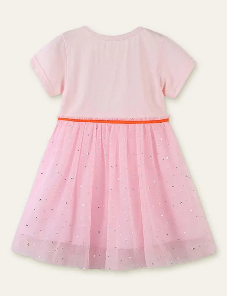 Unicorn Appliqué Embroidered Mesh Dress - Mini Taylor