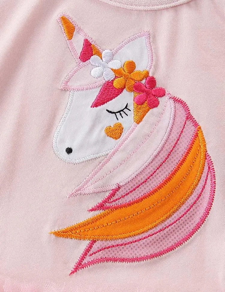 Unicorn Appliqué Embroidered Mesh Dress - Mini Taylor