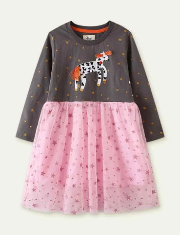 Unicorn Appliqué Long Sleeve Dress - Mini Taylor