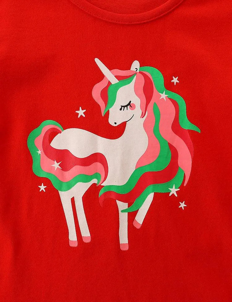 Unicorn Cartoon Printed Long-Sleeved T-shirt - Mini Taylor