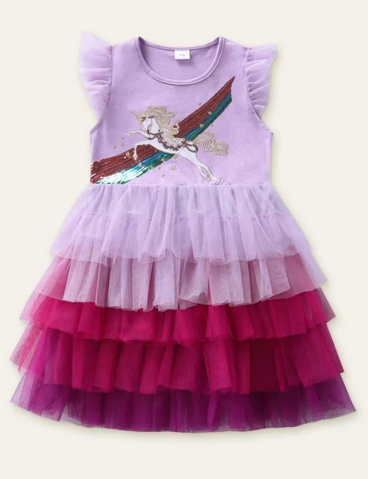 Unicorn Embroidered Mesh Party Dress - Mini Taylor