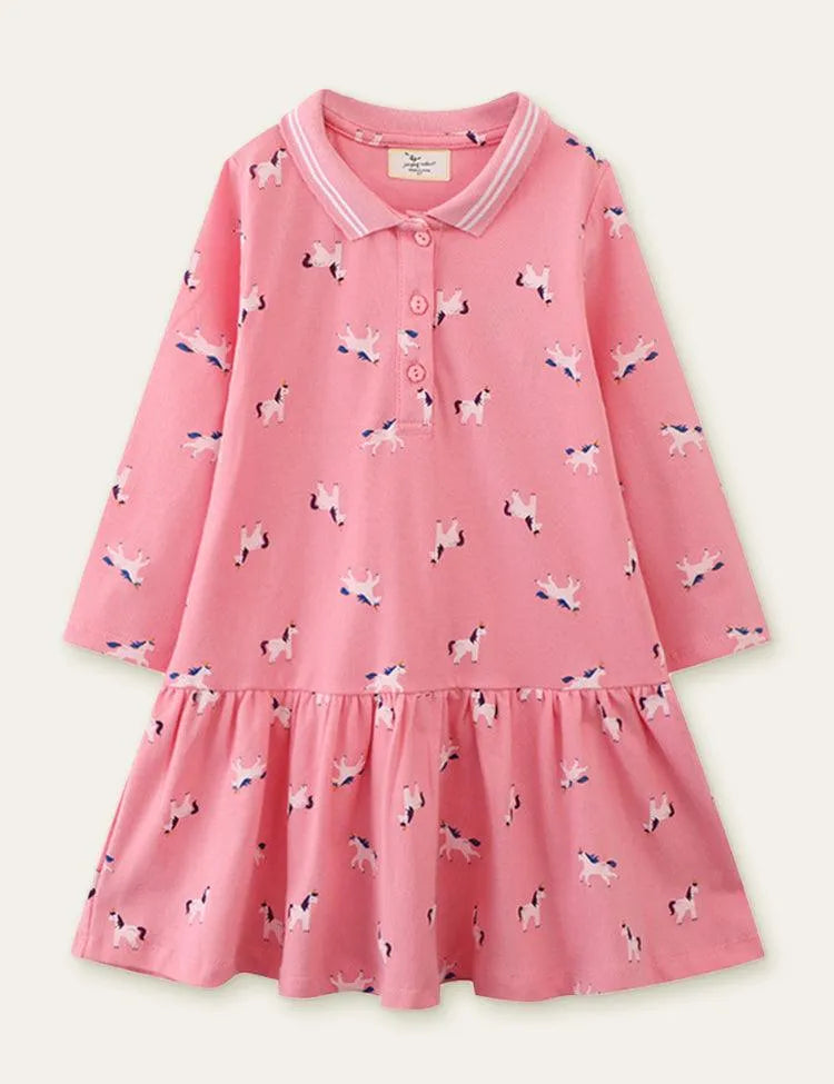 Unicorn Full Printed Long Sleeve Dress - Mini Taylor